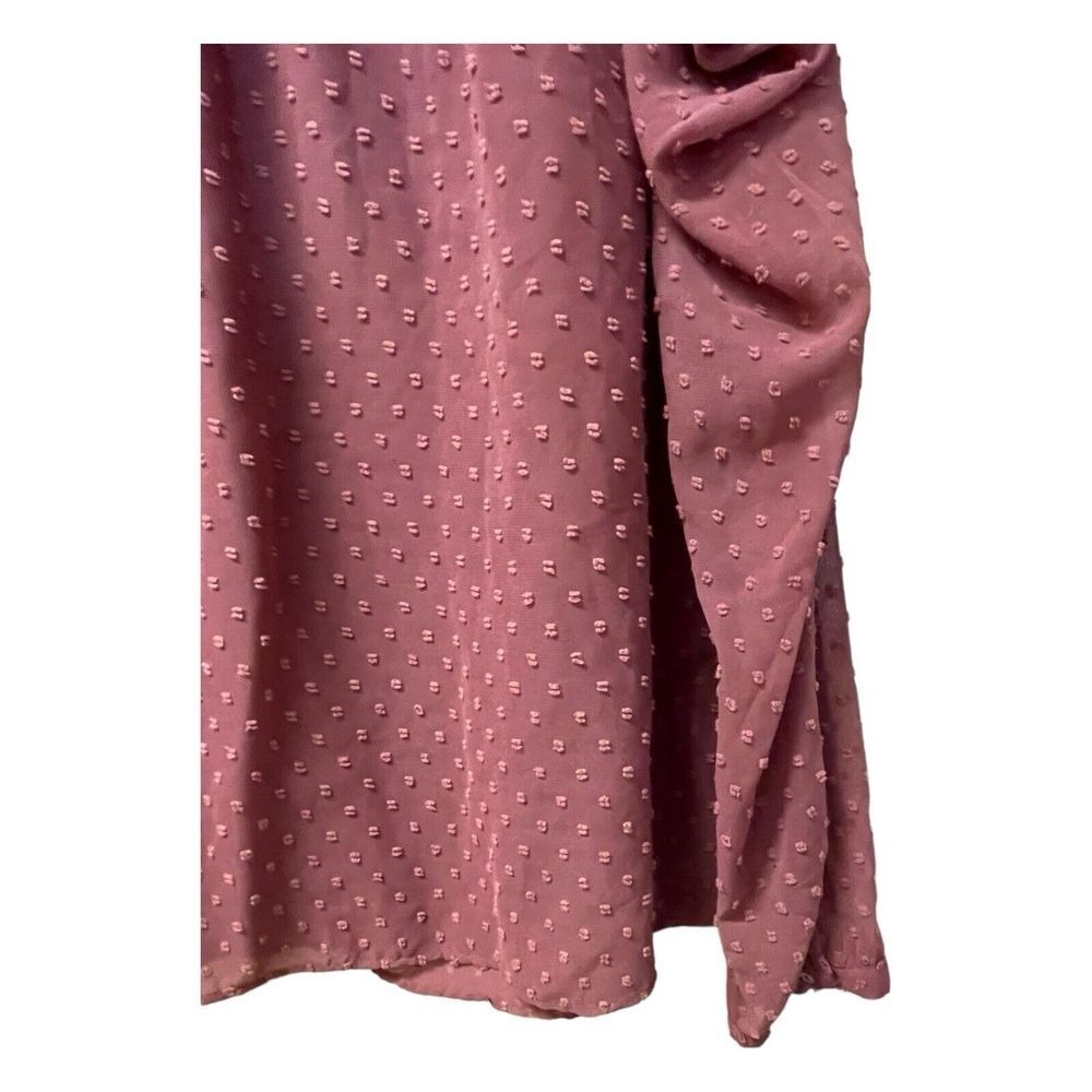 Zara Women's Dotted Puff Long Sleeve‎ Top Sheer Size Medium Mauve - Picture 4 of 6